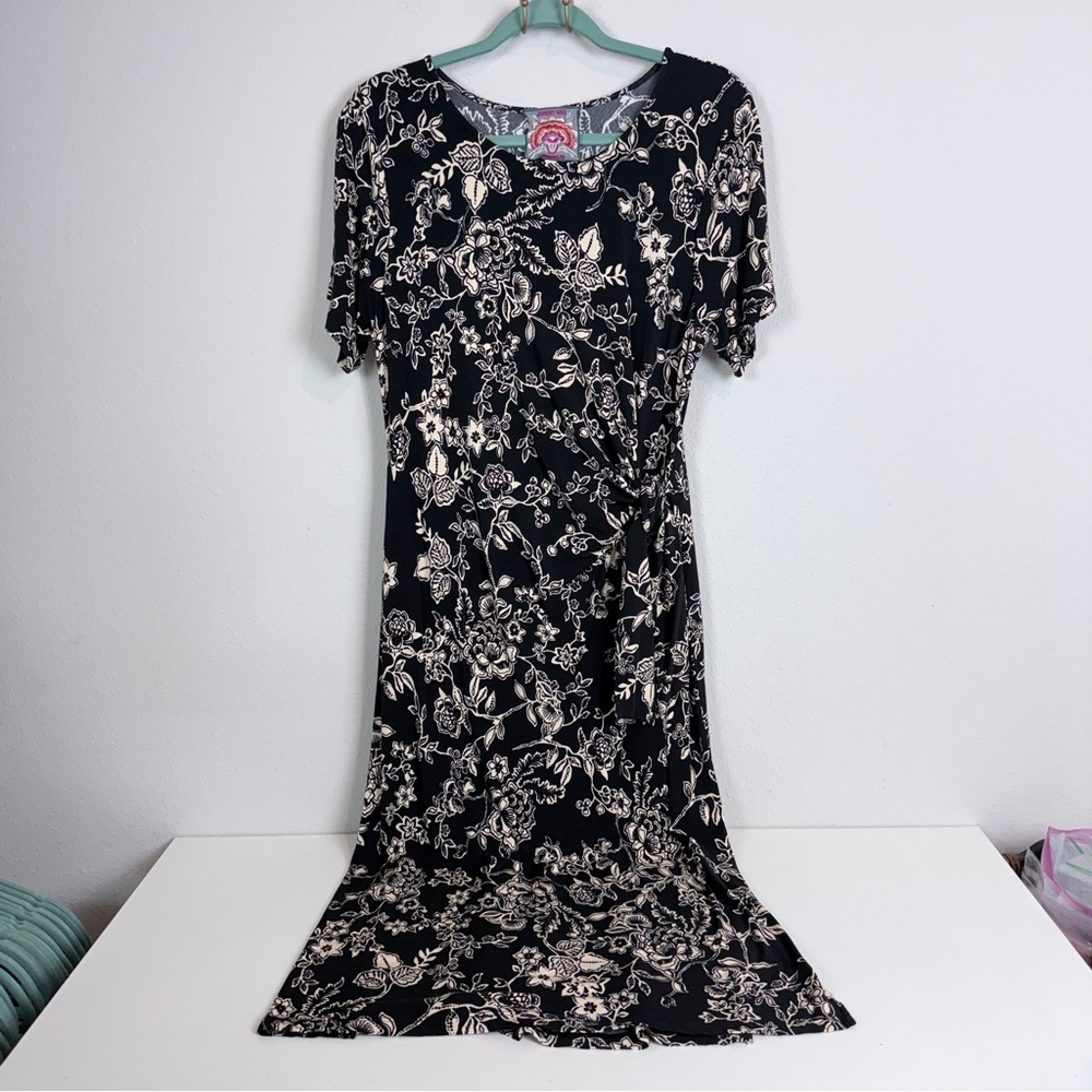 Johnny Was the Janie Favorite Side Tie Jersey Knit Floral Midi Dress L